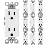 [10 Pack] BESTTEN Decorator Electrical Wall Outlet Receptacle, Non-Tamper-Resistant, 15A/125V/1875W, for Residential and Commercial Use, cUL Listed, White