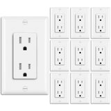 [10 Pack] BESTTEN 15A Decorator Wall Outlet, Tamper Resistant Receptacle, 15A/125V/1875W, Wallplate Included, cUL Listed, White