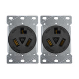 [2 Pack] BESTTEN 30 Amp Flush Mounted Receptacle, Dryer Outlet, NEMA 10-30R, 125/250V, 3-Pole, 3-Wire, Commercial Grade, No Ground, cUL Listed, Black