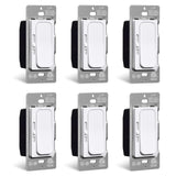 [6 Pack] BESTTEN Slim Digital Dimmer Light Switch with MCU Smart-chip, Single Pole or 3 Way Dimmable Switch, Quiet Rocker, for Dimmable LED, CFL, Incandescent, Halogen, cETL Listed, White