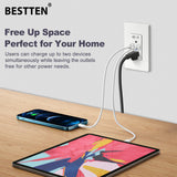 [2 Pack] BESTTEN 30W USB C Wall Outlet Receptacle, PD 3.0 Quick Charging USB Outlet, 20 Amp Tamper Resistant Outlets with Type A & Type C USB Ports, Screwless Wall Plates Included, cUL Listed, White