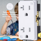 [10 Pack] BESTTEN 20A Wall Receptacle Outlet, Child-Safe Tamper-Resistant, 20 Amp Standard Electrical Outlet, Decorator Screwless Wallplate Included, Commercial Grade, cUL Listed, White
