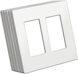 [5 Pack] BESTTEN USWP4 Matte White Series 2-Gang Decor Screwless Wall Plate, Decorator Outlet Cover, 11.91cm x 12.01cm, for Light Switch, Dimmer, USB, GFCI, Receptacle