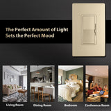 [10 Pack] BESTTEN Gold Dimmer Switch, Single Pole or 3 Way, for Dimmable LED Light, CFL, Incandescent, Halogen Bulbs, Matching Screwless Wallplate Included, Signature Collection, Slim Series cUL Listed