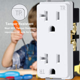 [20 Pack] BESTTEN 20 Amp Wall Receptacle Outlet, 20A Tamper-Resistant (TR) Electrical Outlet, Decor Wallplate Included, for Residential & Commercial Use, cUL Listed, White