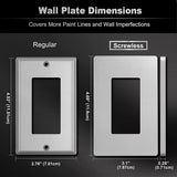 [20 Pack] BESTTEN 1-Gang Silver Screwless Wall Plate, Decorator Outlet Cover, Signature Collection Silver Series, 11.91cm x 7.39cm, for Light Switch, Dimmer, Receptacle