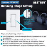 [3 Pack] BESTTEN Super Slim Digital Dimmable Light Switch, Max 300W LED, CFL, 600W Incandescent, Quiet Rocker, Single Pole or 3 Way Dimmer Switch, Srewless Wallplate Included, cETL Listed, White