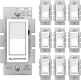 [10 Pack] BESTTEN Dimmer Wall Light Switch, Compatible with Dimmable LED, CFL, Incandescent and Halogen Bulb, Single Pole or 3-Way, 120VAC, UL Listed