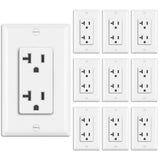 [10 Pack] BESTTEN 20 Amp Decorator Receptacle Outlet, Non-Tamper-Resistant, 20A Electical Wall Outlet with Wallplate, for Residential & Commercial Use, 20A/125V/2500W, cUL Listed, White