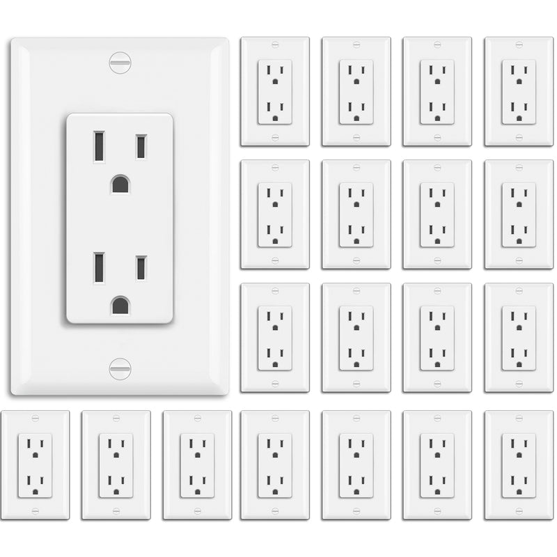 10 Pack] BESTTEN Decorator Electrical Wall Outlet Receptacle, Non