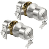 [2 Pack] BESTTEN Geneva Series Door Knob Set, Keyed Different Entry Door Lock with Key, for Exterior and Front Door, Removable Latch Plate, Satin Nickel