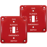 [2 Pack] BESTTEN 1-Gang Red, Emergency Gas Shut-Off Toggle Square Metal Switch Plate for 4.00"x4.00" Electrical Box, Code Compliant
