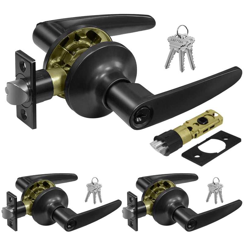 10 Pack] BESTTEN Entry Door Lever Set with Lock and Key, Heavy