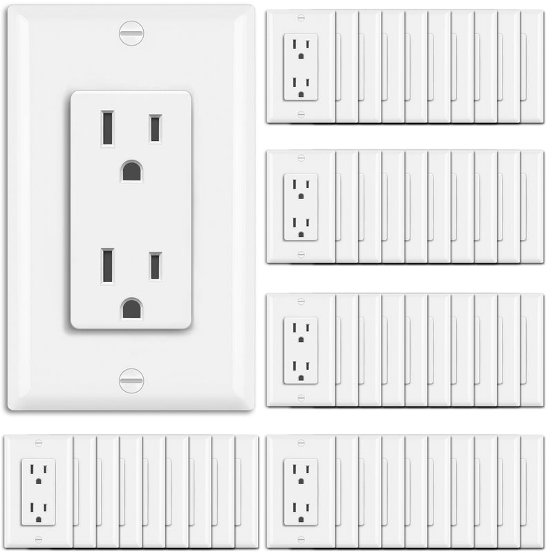 10 Pack] BESTTEN 15A Decorator Wall Outlet, Tamper Resistant