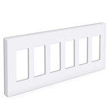 BESTTEN 6-Gang Screwless Wall Plate, USWP6 Gloss Snow White Series, Decorator Outlet Cover, 11.91cm x 29.85cm, for Light Switch, Dimmer, GFCI, USB Receptacle
