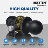 [5 Pack] BESTTEN Passage Door Knobs, Non Locking, Interior Round Ball Door Knob Handle with Removable Latch Plate, All Metal, for Hallway/Closet, Oil Rubbed Bronze