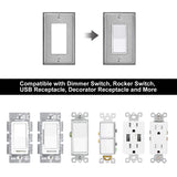 [5 Pack] BESTTEN 1-Gang Decorator Metal Wall Plate with White or Clear Protective Film, Anti-Corrosion Stainless Steel Outlet and Switch Cover, Brushed Finish, Standard Size, Silver
