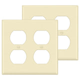[2 Pack] BESTTEN 2-Gang Ivory Duplex Wall Plate, Unbreakable Polycarbonate Outlet and Switch Cover, cUL Listed, Standard Size