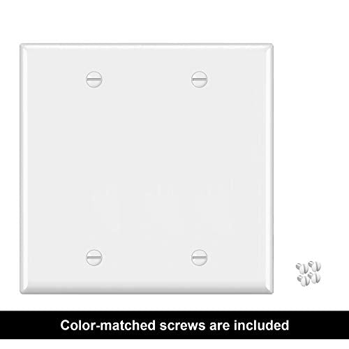 [2 Pack] BESTTEN 2-Gang Blank No Device Wall Plate, Unbreakable Polycarbonate Outlet Cover, Standard Size, cUL Listed, White