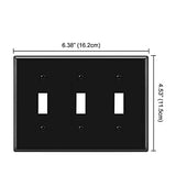 [2 Pack] BESTTEN 3-Gang Toggle Wall Plate, Standard Size, Unbreakable Polycarbonate Toggle Switch Cover, UL Listed, Black