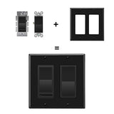 [2 Pack] BESTTEN 2 Gang Decorator/GFCI Device Wall Plate, Standard Size, Unbreakable Polycarbonate Outlet and Switch Cover, Device Mount, UL Listed, Black