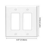 [2 Pack] BESTTEN 2-Gang Decorator Wall Plate, Standard Size, Unbreakable Polycarbonate Outlet and Switch Cover, UL Listed, White