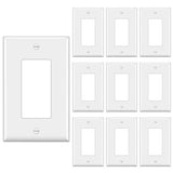 [10 Pack] BESTTEN 1-Gang Mid Size Decorator Wall Plate, Unbreakable Polycarbonate Outlet and Switch Cover, UL Listed, White