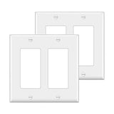 [2 Pack] BESTTEN 2-Gang Decorator Wall Plate, Standard Size, Unbreakable Polycarbonate Outlet and Switch Cover, UL Listed, White