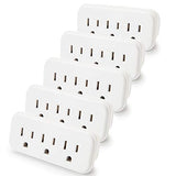 [5 Pack] BESTTEN 3-Outlet Wall Tap Adapter, AC Socket Extender, Mini Grounded Plug Splitter, ETL Certified, White