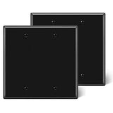 [2 Pack] BESTTEN 2-Gang Blank No Device Wall Plate, Unbreakable Polycarbonate Outlet Cover, Standard Size, cUL Listed, Black