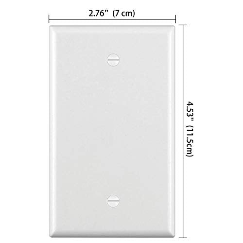 [10 Pack] BESTTEN 1-Gang Blank No Device Wall Plate, Unbreakable Polycarbonate Outlet Cover, Standard Size, cUL Listed, White