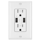 BESTTEN 4.2A USB Wall Receptacle Outlet,15A/125V/1875W, Tamper Resistant, UL Certified, White