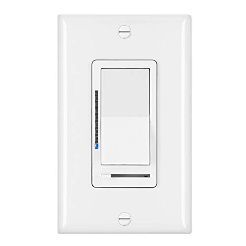 BESTTEN Digital Dimmer Switch with LED Indicator, Horizontal Dimming Slider Bar, Single Pole or 3-Way, Suit for Dimmable LED Light, CFL, Lamp, Incandescent, Halogen Bulb, UL Listed, White