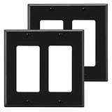 [2 Pack] BESTTEN 2 Gang Decorator/GFCI Device Wall Plate, Standard Size, Unbreakable Polycarbonate Outlet and Switch Cover, Device Mount, UL Listed, Black