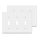 [2 Pack] BESTTEN 3-Gang Toggle Wall Plate, Unbreakable Polycarbonate Light Switch Cover, Standard Size, cUL Listed, White