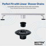 [2 Pack] BESTTEN 2 inch Shower Drain Base Kit, with Shower Drain Base Flange, Adjustable Ring and Rubber Coupler, Linear & Square Floor Drain Compatible, CUPC Certified, Black