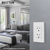 [10 Pack] BESTTEN 20Amp Decorator Wall Receptacle Outlet, Non-Tamper-Resistant, 20A/125V/2500W, Residential and Commercial Use, UL Listed, White