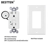 [5 Pack] BESTTEN 20 Amp GFCI Outlet, Tamper-Resistant Receptacle with LED Indicator, Wallplate Included, cETL Certified