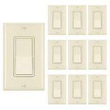[10 Pack] BESTTEN Almond Wall Light Switch Interrupter (15A, 120/277V), Single Pole Rocker Switch, UL/cUL Listed, Almond