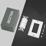 [2 Pack] BESTTEN Double On/Off Rocker Light Switch, Single Pole Combination Interrupter, 15A 120V, Dual Control Paddle Rockers, Wallplate Included, White