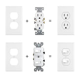 [10 Pack] BESTTEN 1-Gang Duplex Wall Plate, Standard Size, Unbreakable Polycarbonate Outlet and Switch Cover, UL Listed, White