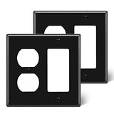 [2 Pack] BESTTEN 2-Gang Duplex Receptacle Wall Plate, Unbreakable Polycarbonate Outlet and Switch Cover, cUL Listed, Black, Standard Size