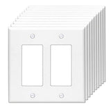 [10 Pack] BESTTEN Decorator Wall Plate, 2 Gang Standard Size Outlet Cover for GFCI and USB Receptacles, Device Mount, Unbreakable Polycarbonate Material, UL Listed, White