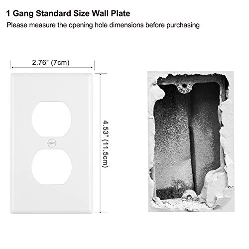 [10 Pack] BESTTEN 1-Gang Duplex Wall Plate, Standard Size, Unbreakable Polycarbonate Outlet and Switch Cover, UL Listed, White