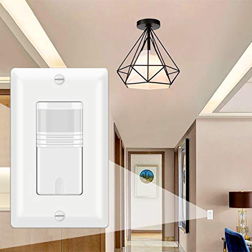 [10 Pack] BESTTEN Motion Sensor Light Switch, Single Pole PIR Sensor Wall Switch, Occupancy & Vacancy Modes, 120V/277VAC, 60Hz, 1/6HP, Neutral Wire Required, Wall Plate Included, UL Listed, White
