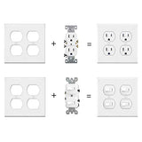 [2 Pack] BESTTEN 2-Gang Duplex Receptacle Wall Plate, Standard Size, Unbreakable Polycarbonate Outlet and Switch Cover, White