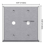 [2 Pack] BESTTEN 2-Gang Metal Wall Plate for Telephone/Cable, Anti-Corrosion Stainless Steel Outlet Cover, Industrial Grade 430SS, Standard Size, Silver