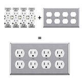 [2 Pack]BESTTEN 4-Gang Metal Wall Plate for Duplex Receptacle Outlet, Stainless Steel Heavy Duty Switch Cover with White or Clear Protective Film, Industrial Grade Metal, Brushed Finish, Silver