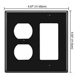 [2 Pack] BESTTEN 2-Gang Duplex Receptacle Wall Plate, Unbreakable Polycarbonate Outlet and Switch Cover, cUL Listed, Black, Standard Size