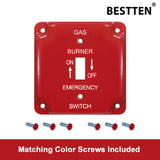 [2 Pack] BESTTEN 1-Gang Red, Emergency Gas Shut-Off Toggle Square Metal Switch Plate for 4.00"x4.00" Electrical Box, Code Compliant